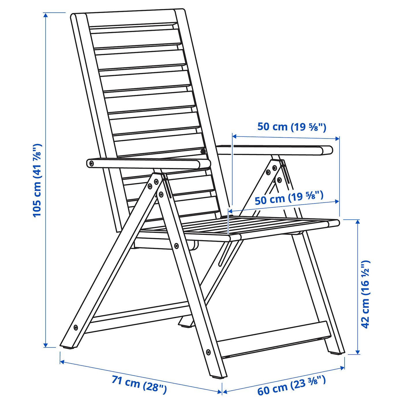 NÄMMARÖ table + 6 reclining chairs, outdoor, light brown stained