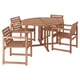 NÄMMARÖ Table and 4 armchairs, outdoor, light brown stained, 51 1/8 "