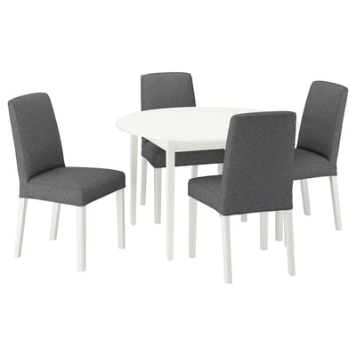 NÄSINGE / BERGMUND Table and 4 chairs, white/Gunnared medium grey white, 47 1/4 "