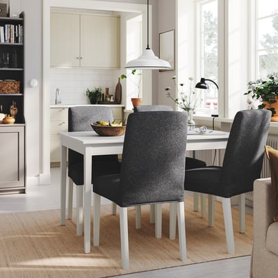 NÄSINGE / BERGMUND Table and 4 chairs, white/Gunnared medium grey white, 51 1/8x31 1/2 "