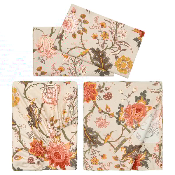 NÄSSELKLOCKA Sheet set, light grey-beige, Queen