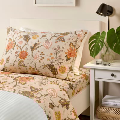 NÄSSELKLOCKA Sheet set, light grey-beige, Twin