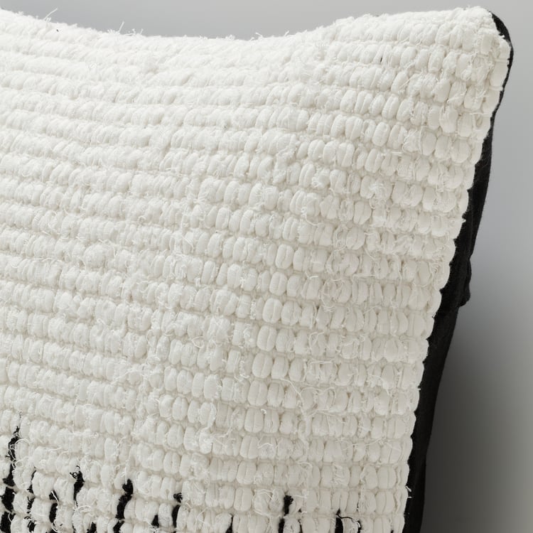 NÄSSELMAL cushion cover, handmade/black/white, 20x20" IKEA