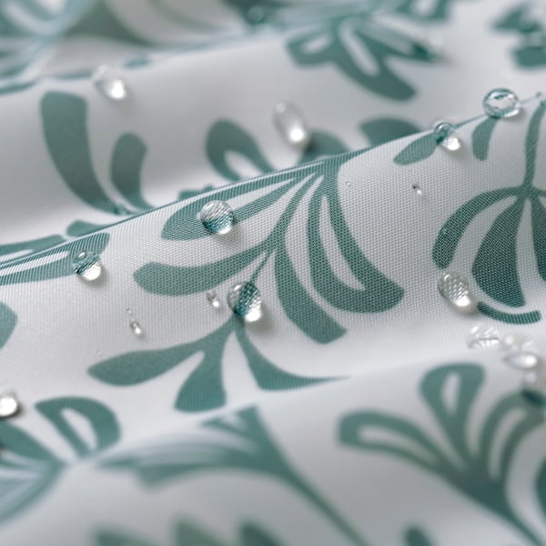 NAPELTYNNE Shower curtain, gray-turquoise/floral pattern, 72x72 "