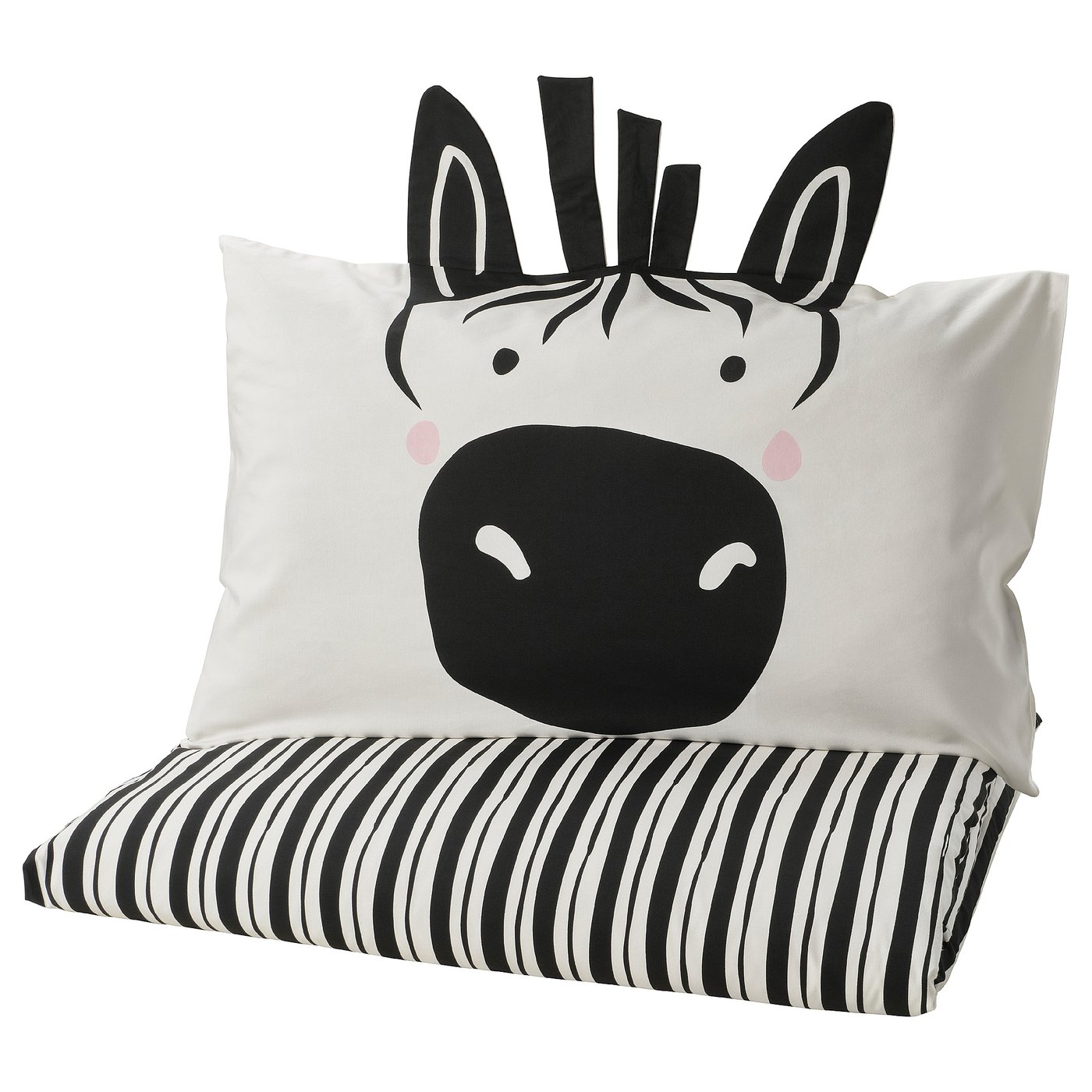 Duvet Cover And Pillowcase(S), Black White/Zebra
