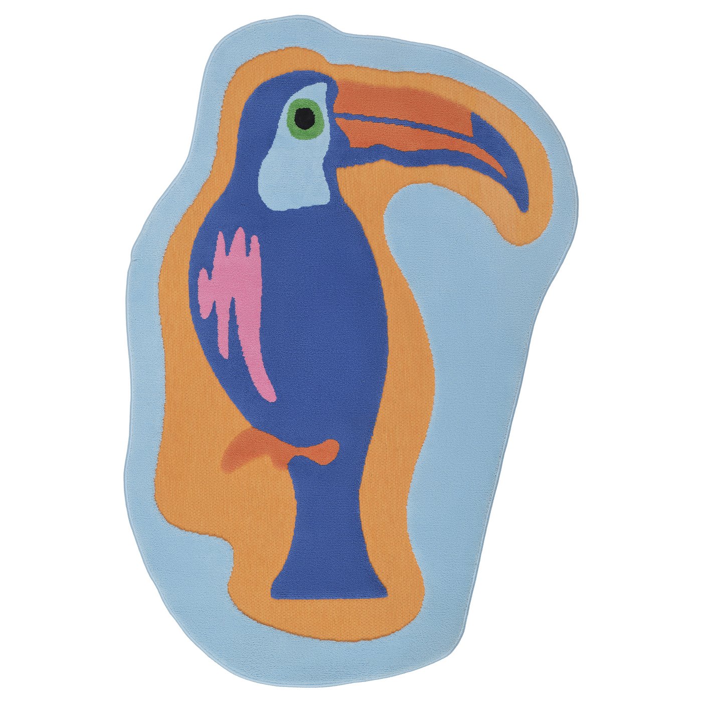 Rug, Low Pile, Blue Orange/Toucan