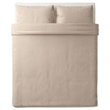 NATTJASMIN Duvet cover and pillowcase(s), light beige, Full/Queen (Double/Queen)