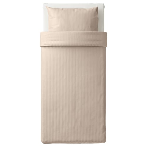 NATTJASMIN Duvet cover and pillowcase(s), light beige, Twin