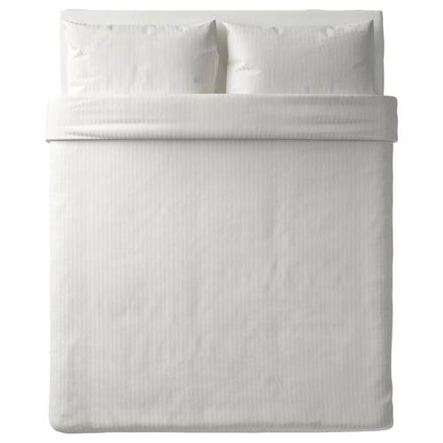 NATTJASMIN Duvet cover and pillowcase(s), white, Full/Queen (Double/Queen)