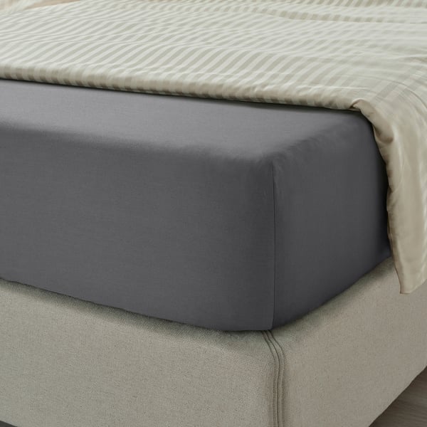 DVALA Fitted sheet, light gray, King - IKEA