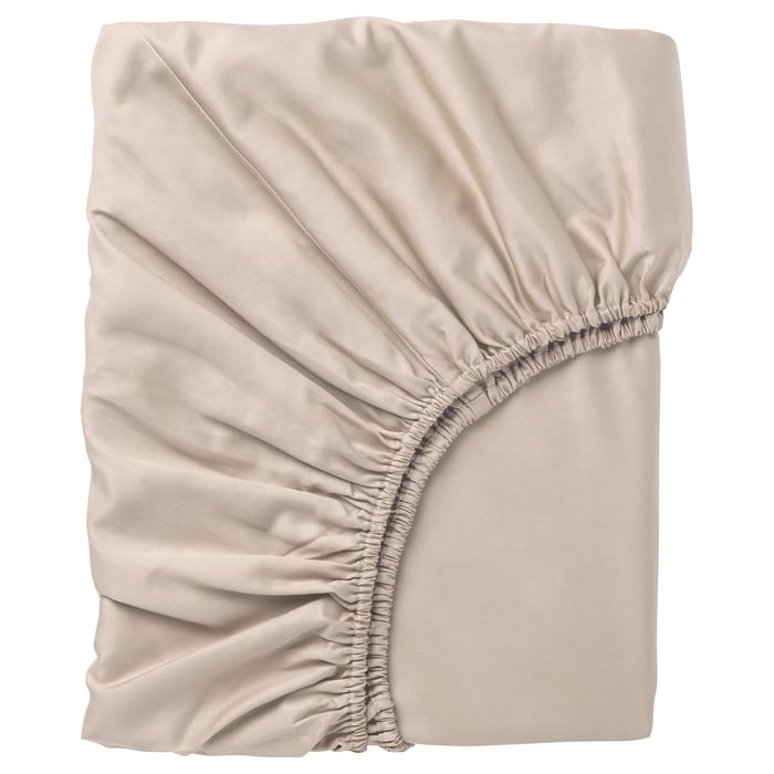 NATTJASMIN fitted sheet, light beige, Twin IKEA