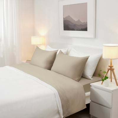 NATTJASMIN Flat sheet, beige, Queen