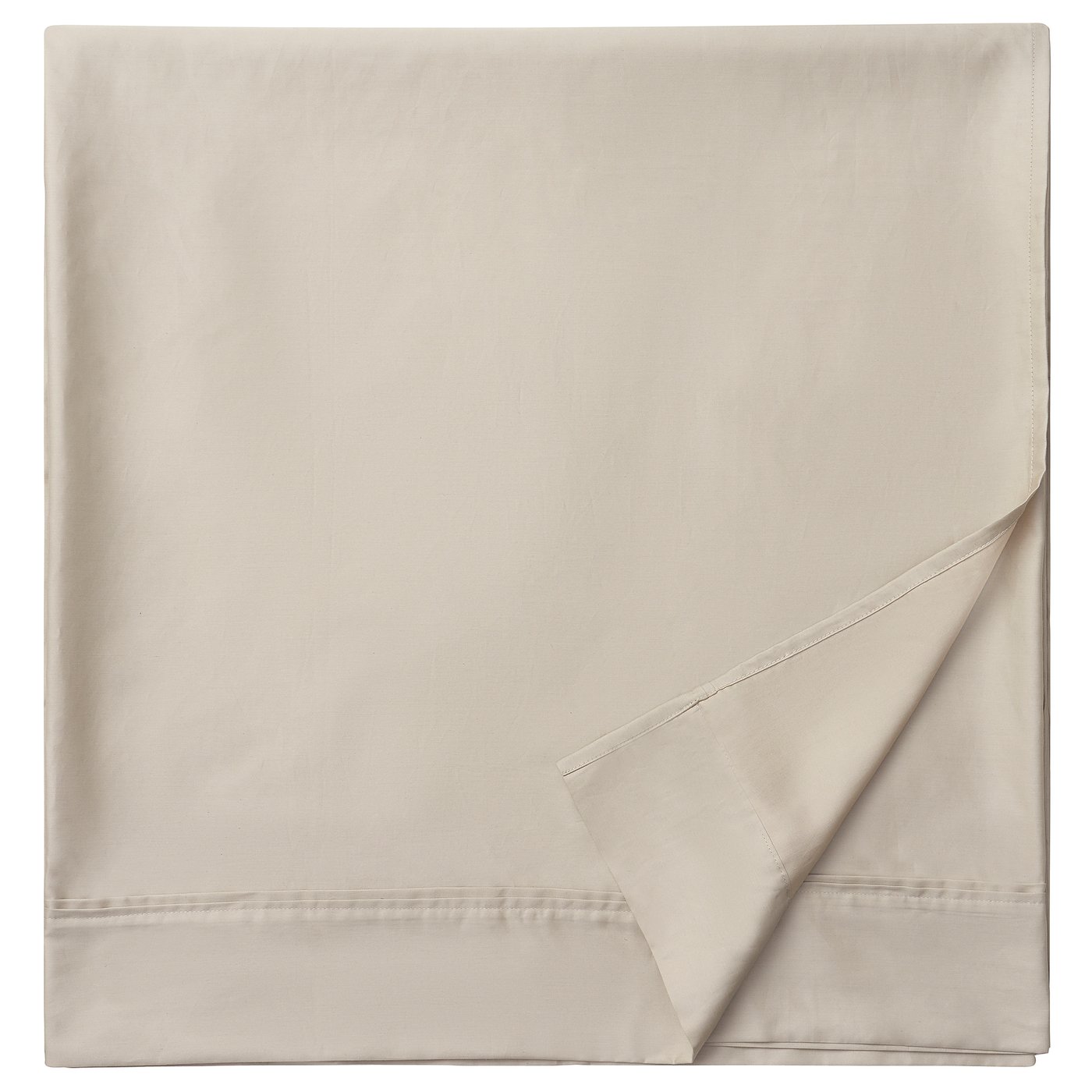 NATTJASMIN sheets, beige, folded, silky, pleated edge, cotton-lyocell blend.