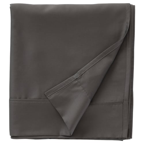 Grey NATTJASMIN sheet, soft cotton/lyocell blend, neatly folded with double-hem design.