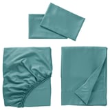NATTJASMIN Sheet set, blue-green, Full/Double
