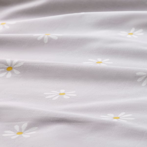 NATTSLÄNDA Duvet cover and pillowcase(s), floral pattern gray/white, Twin