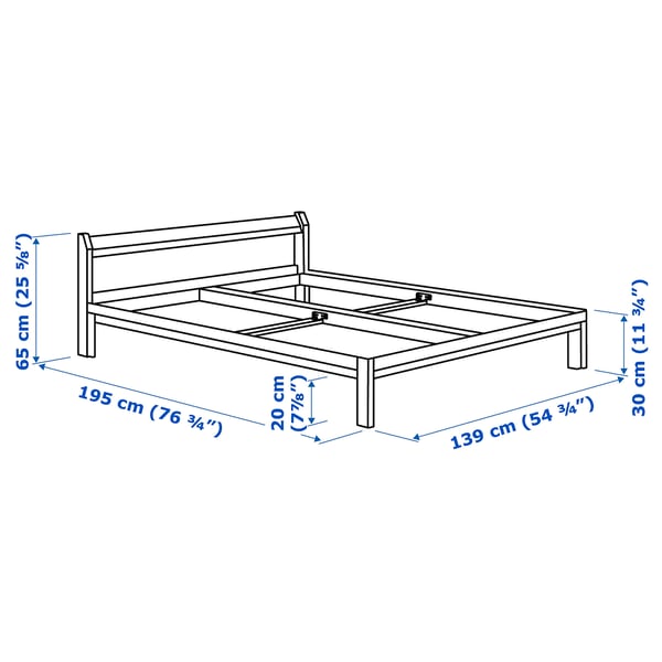 Eik trolleybus Surichinmoi NEIDEN Bed frame, pine/Luröy, Full - IKEA