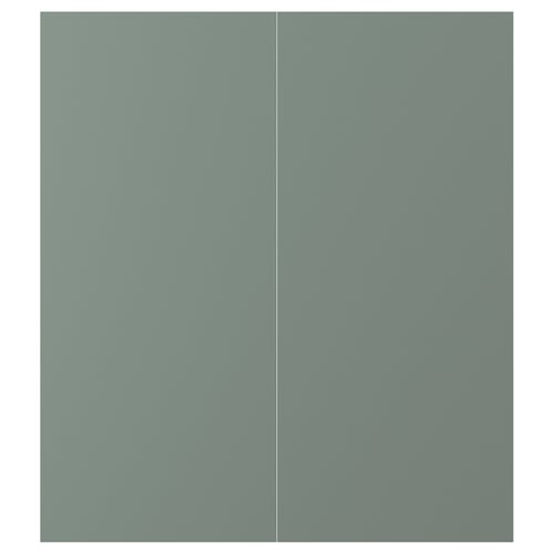 NICKEBO grey-green cabinet panels, sleek matte surfaces, rectangular shape.