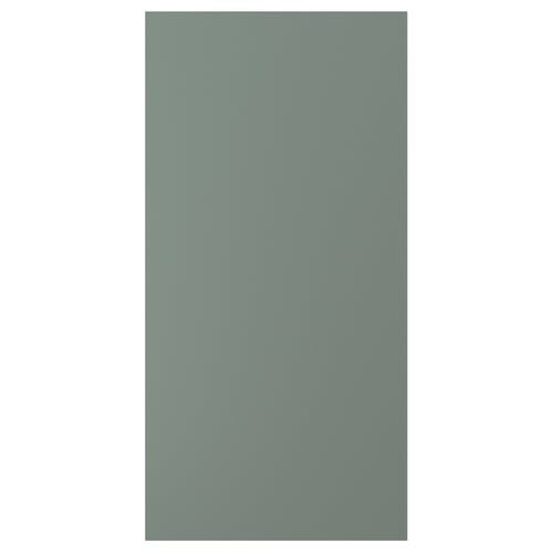 Nikkebo grey-green matt kitchen panel, rectangular, smooth surface, plastic edging and foil.