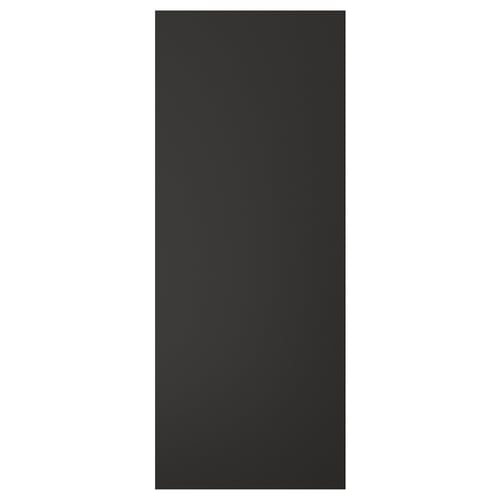 A black NICKEBO cabinet door, rectangular, with a modern design made from recycled materials.