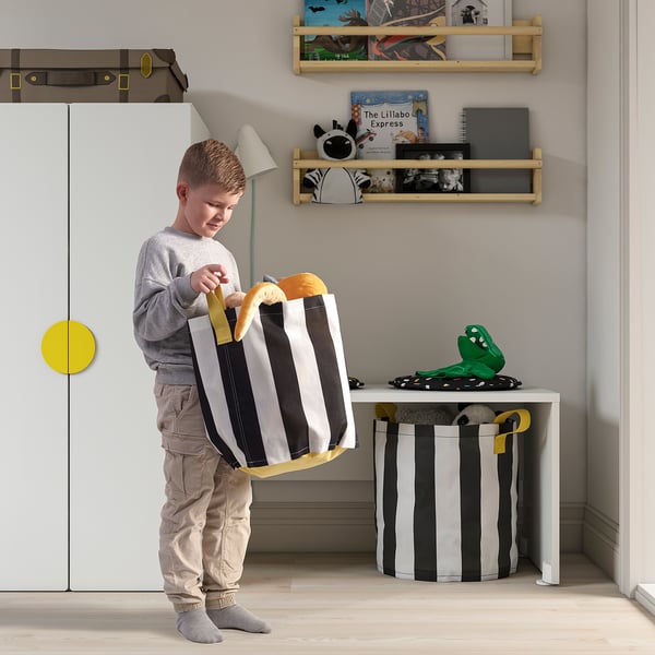 NICKY Storage bag, black white/stripe