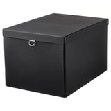 NIMM Storage box with lid, black, 13 ¾x19 ¾x11 ¾