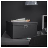 NIMM Storage box with lid, black, 9 ¾x13 ¾x6 "