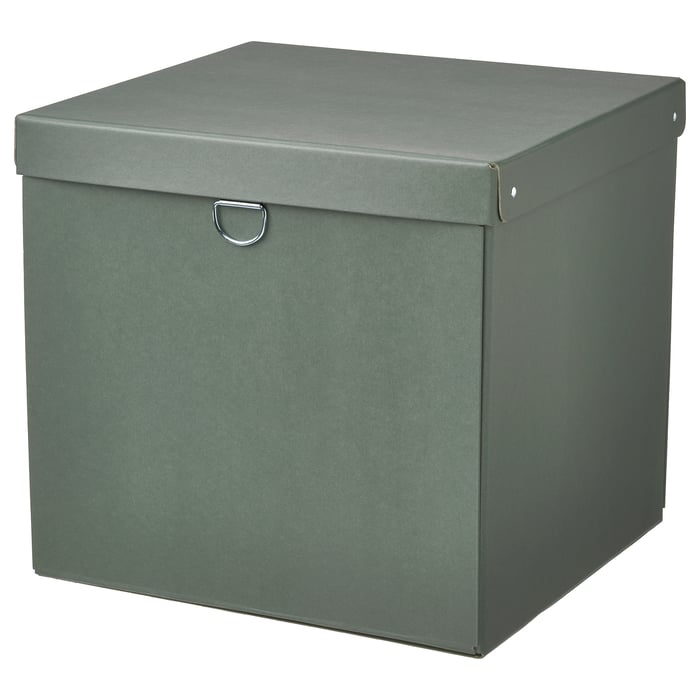 NIMM Storage box with lid, graygreen, 12 ½x11 ¾x11 ¾" IKEA