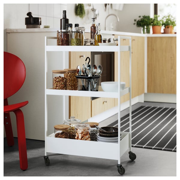 NISSAFORS Utility cart, white, 19 7/8x11 3/4x32 5/8 "