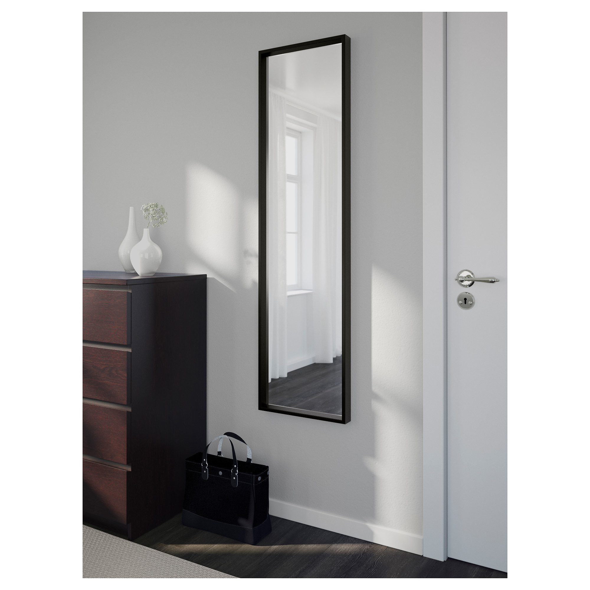 NISSEDAL Mirror, black, 153/4x59" IKEA