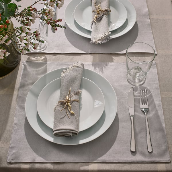 NISSÖGA Place mat, white/gray, 17 ¾x13 ¾ "
