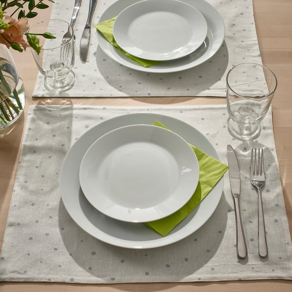 NISSÖGA Place mat, white/light blue, 17 ¾x13 ¾ "