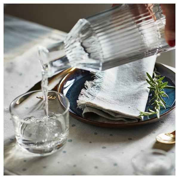 NISSÖGA Place mat, white/light blue, 17 ¾x13 ¾ "