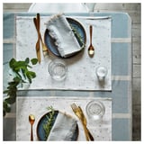NISSÖGA Place mat, white/light blue, 17 ¾x13 ¾ "