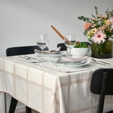 NISSÖGA Tablecloth, beige/white, 57x94 "