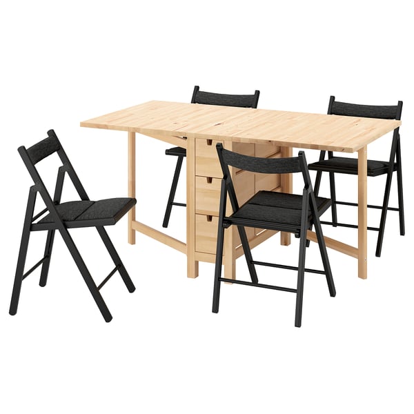 NORDEN / FRÖSVI table and 4 chairs, birch/Knisa dark gray, 101/4  