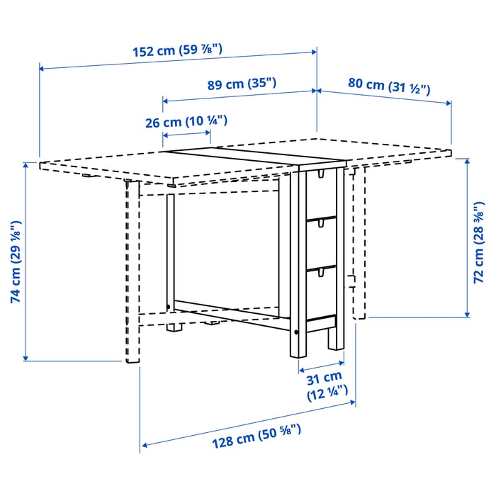 NORDEN gateleg table, birch, 101/4/35/597/8x311/2" - IKEA