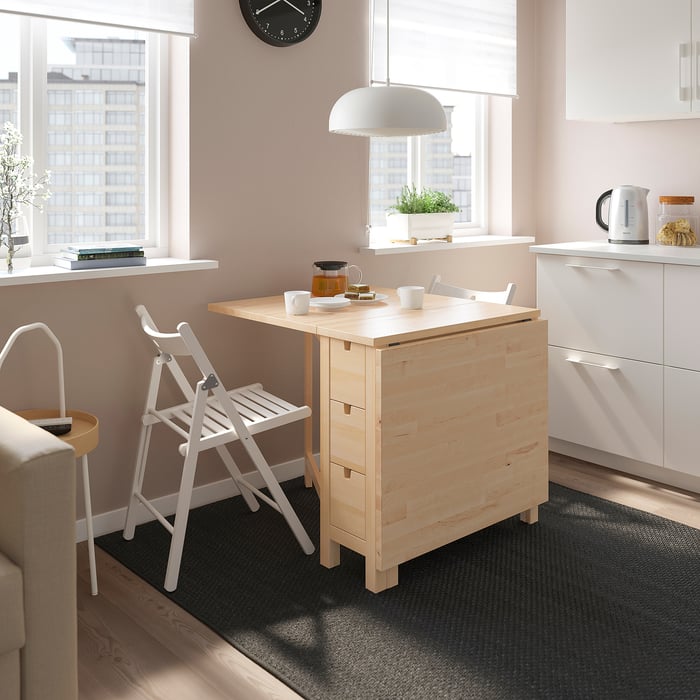 NORDEN / TERJE Table and 2 folding chairs, birch/white, 101/4/35/597/8" IKEA
