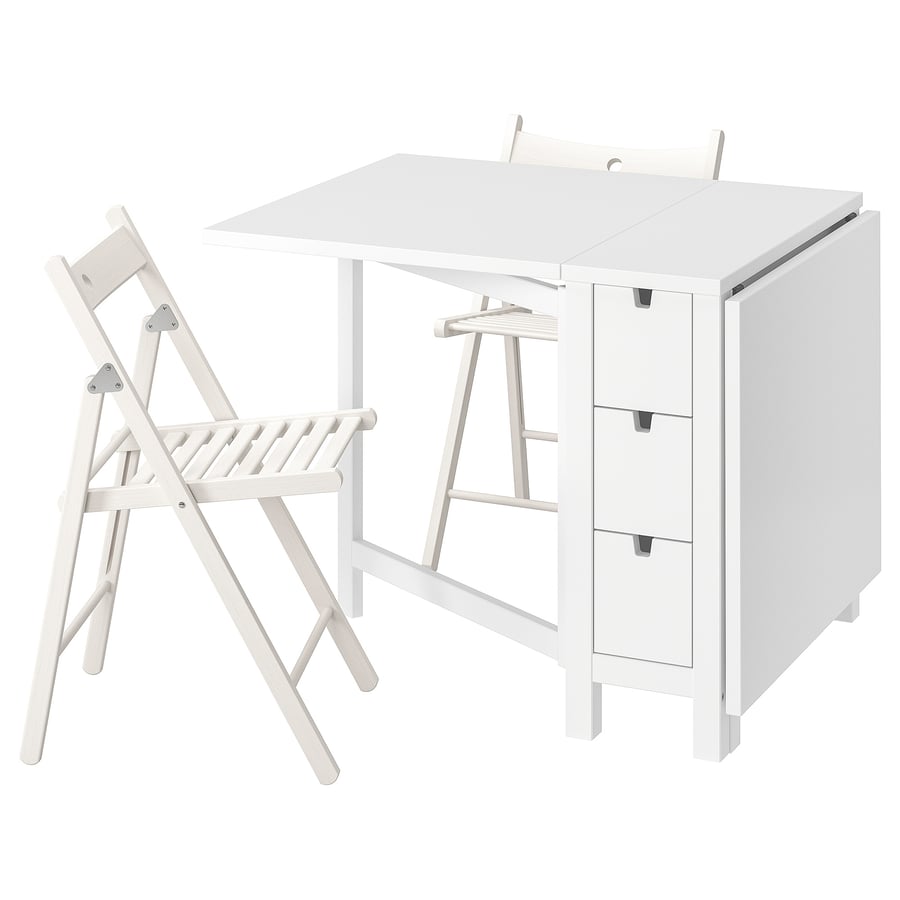 NORDEN / TERJE Table and 2 folding chairs, white/white, 101/4/35/597/8" IKEA