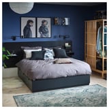 NORDLI Bed frame with storage and mattress, with headboard anthracite/Vågstranda plush, King