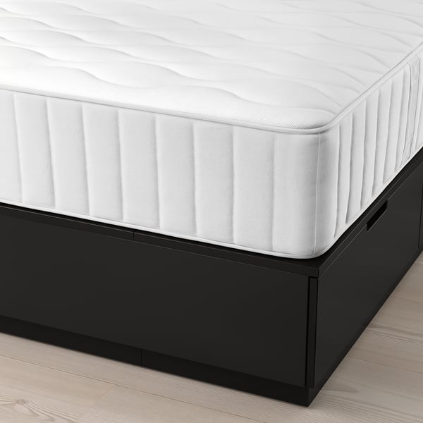NORDLI Bed frame with storage and mattress, with headboard anthracite/Vågstranda plush, King