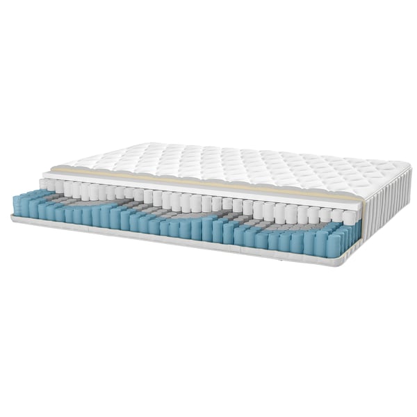 NORDLI Bed frame with storage and mattress, with headboard white/Vågstranda plush, King