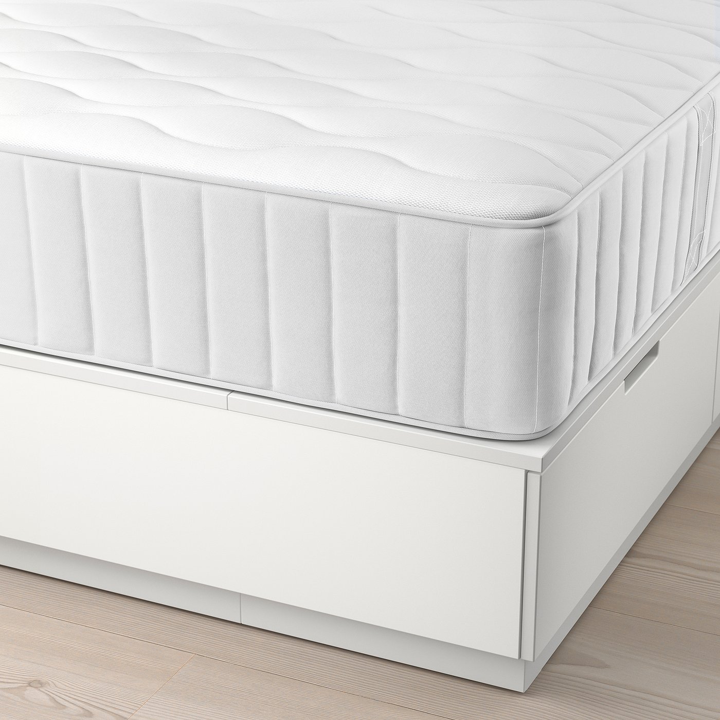 Bed frame with storage and mattress, with headboard white/Vågstranda plush 2