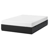 NORDLI bed: compact, dark grey, rectangular, wood & acrylic, storage drawers, sleek design.