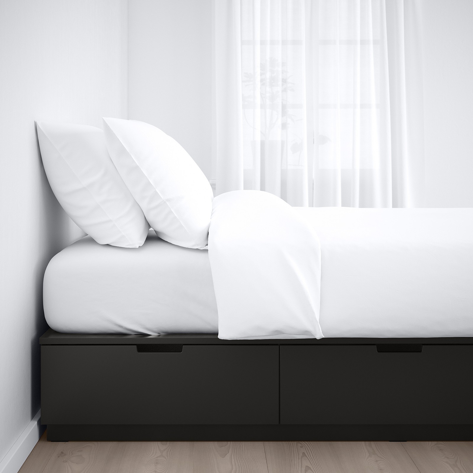 NORDLI Bed frame with storage, anthracite, Queen IKEA
