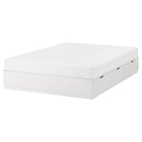 NORDLI white bed frame with 6 drawers, modern design.