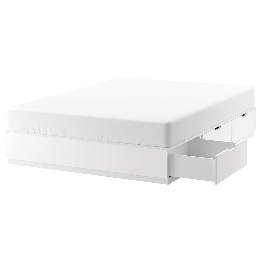 NORDLI Bed frame with storage, white, Queen IKEA