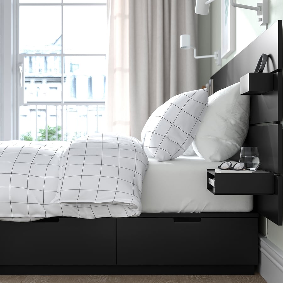 NORDLI bed with headboard and storage, anthracite, Queen IKEA