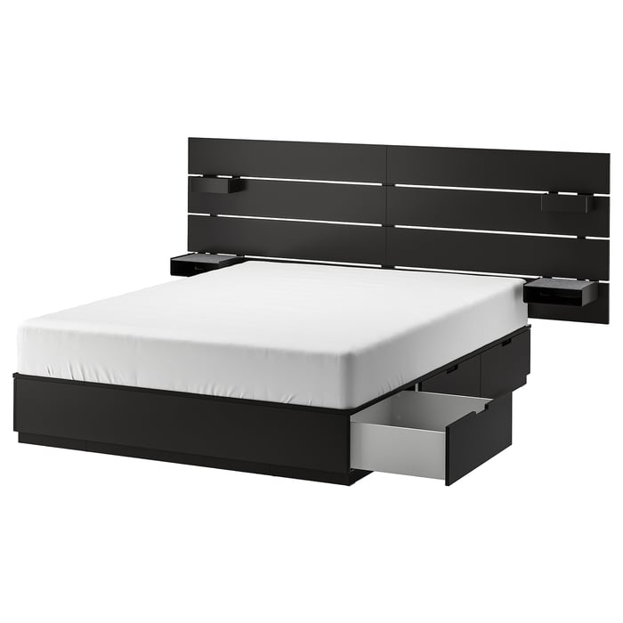 NORDLI bed with headboard and storage, anthracite, King IKEA