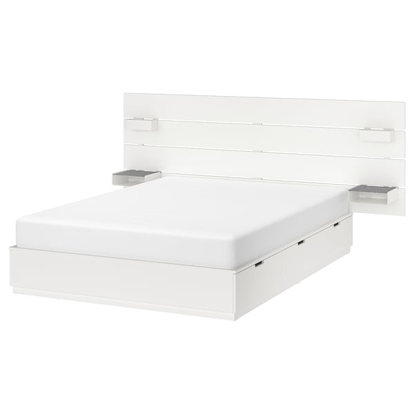 Nordli Bed With Headboard And Storage White King Ikea